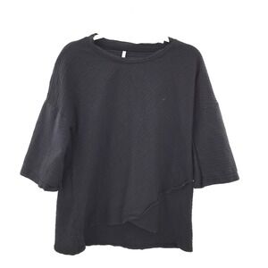 Blue Canoe Black lagenlook boho asymmetrical minimalist Crunchy Hippie kid top L